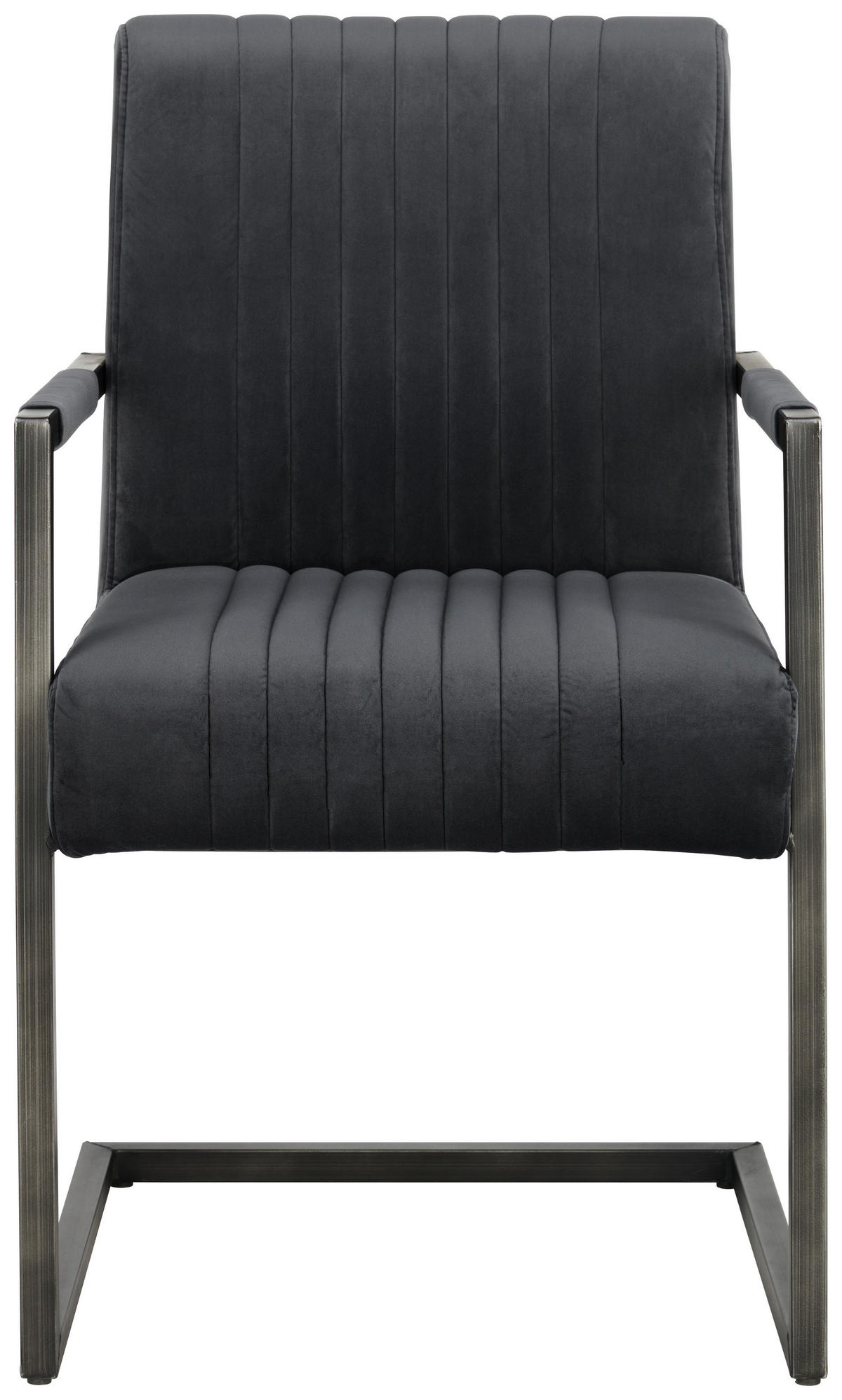 STOL MED ARMSTÖD järn sammet  - grå/svart, Trend, metall/textil (54/91/63cm) - Ambia Home