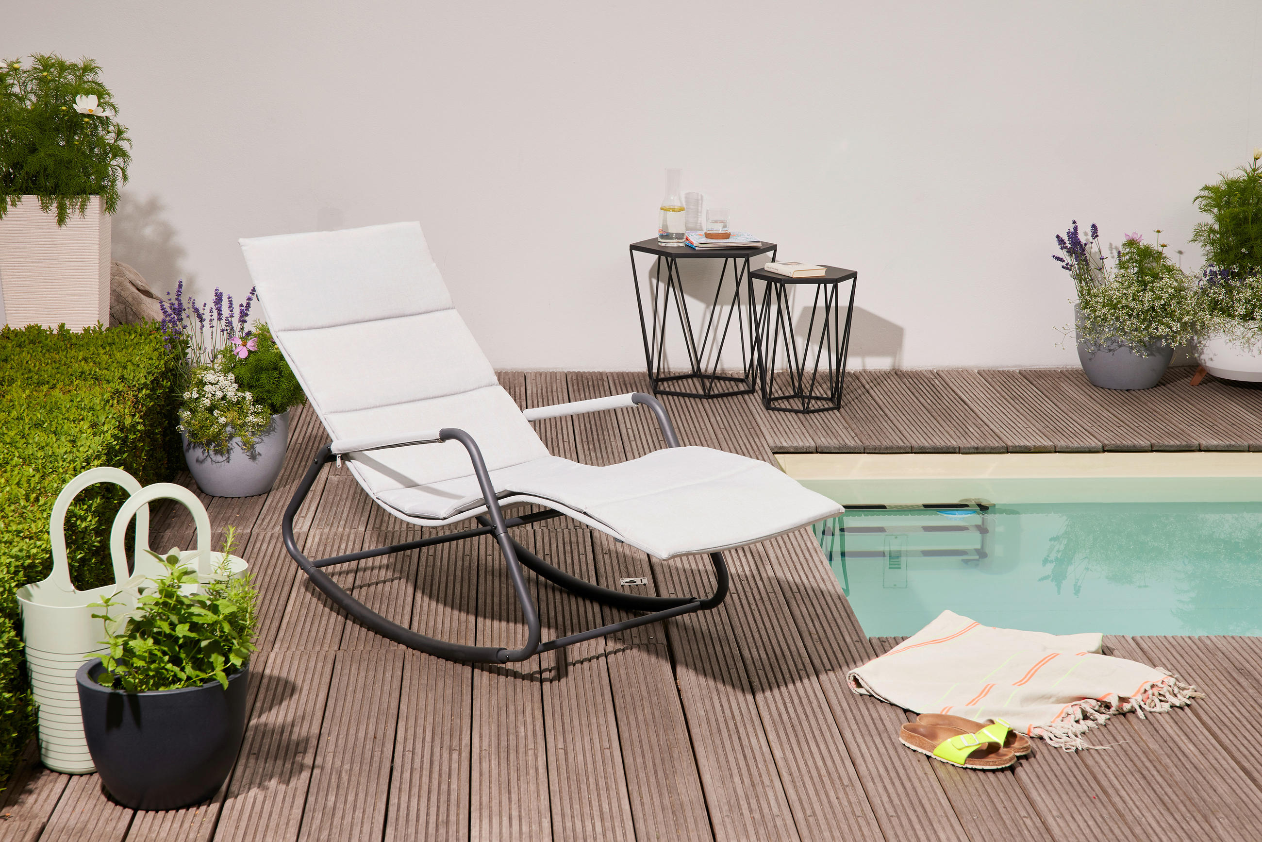 GARTEN-RELAXLIEGE 57/81/143 cm  - Grau, KONVENTIONELL, Kunststoff/Textil (57/81/143cm) - Siena Garden