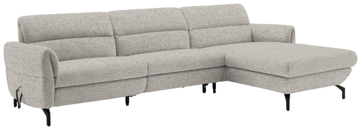 ECKSOFA  in Chenille Hellgrau  299/187 cm  - Hellgrau/Schwarz, Design, Textil/Metall (299/187cm) - Schöner Wohnen