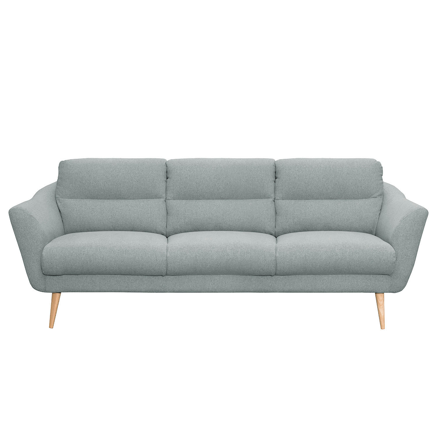 3-SITZER-SOFA Webstoff Hellblau  - Buchefarben/Hellblau, Design, Holz/Textil (209/87/88cm) - Livetastic