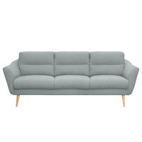 3-SITZER-SOFA Webstoff Hellblau  - Buchefarben/Hellblau, Design, Holz/Textil (209/87/88cm) - Livetastic
