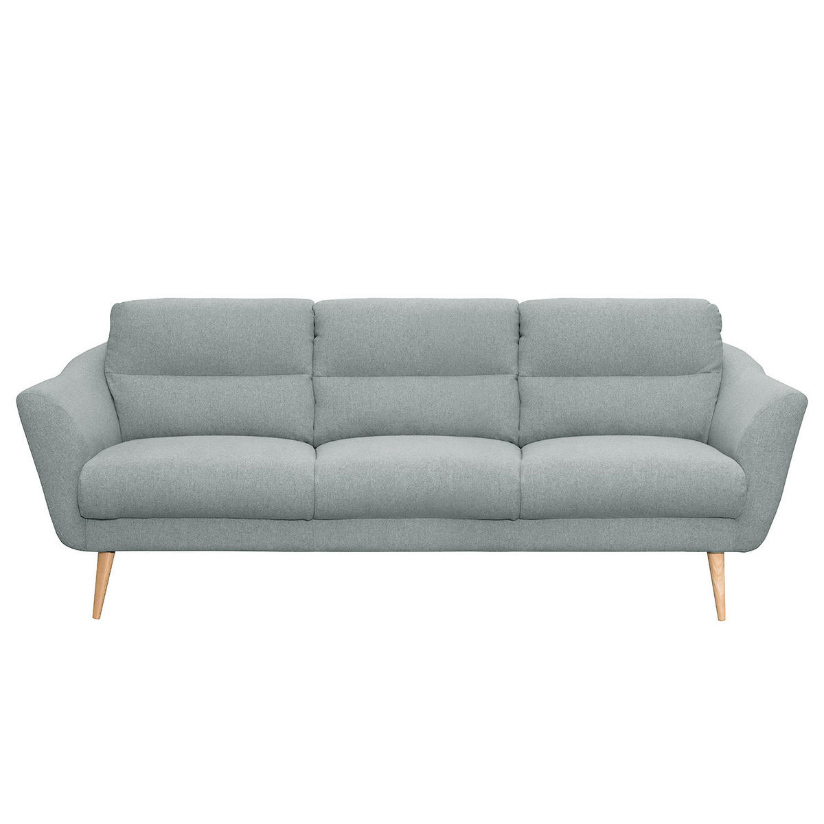 3-SITZER-SOFA Webstoff Hellblau  - Buchefarben/Hellblau, Design, Holz/Textil (209/87/88cm) - Livetastic