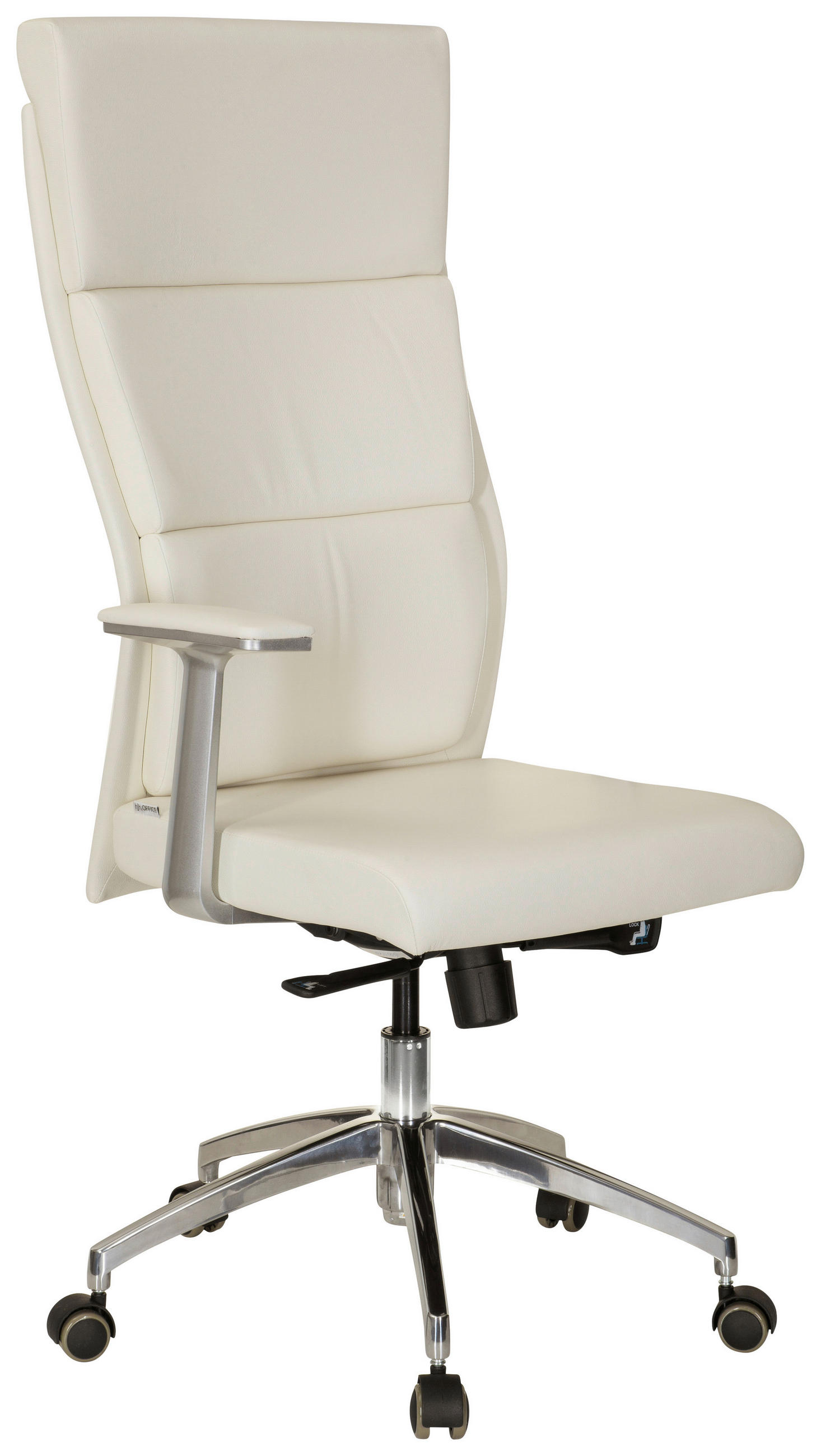 CHEFSESSEL Lederlook Creme, Silberfarben  - Silberfarben/Creme, MODERN, Leder/Kunststoff (60/131/52cm) - MID.YOU