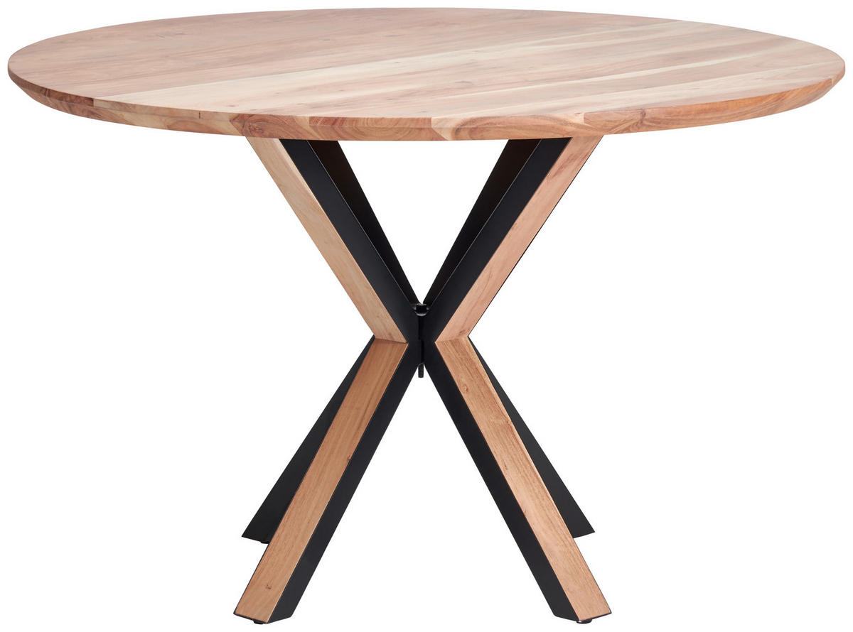 JEDÁLENSKÝ STÔL, akácia, farba akácie, 120/76/120 cm - čierna/farba akácie, Natur, kov/drevo (120/76/120cm) - Livetastic