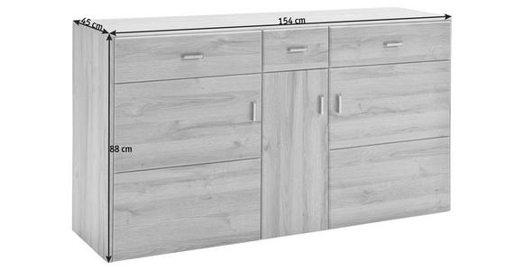 SIDEBOARD 154/88/45 cm - Eichefarben/Nickelfarben, KONVENTIONELL, Holzwerkstoff/Metall (154/88/45cm) - Cantus