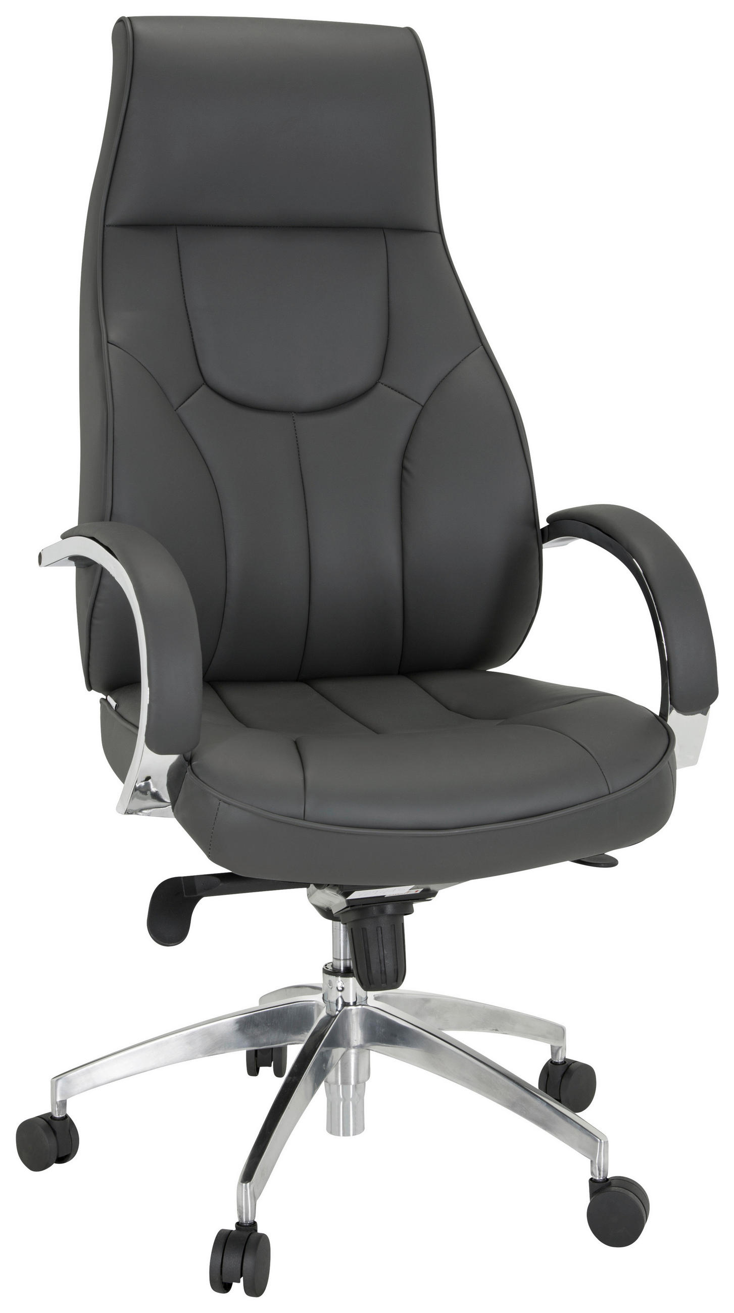 CHEFSESSEL Lederlook Grau  - Silberfarben/Grau, MODERN, Kunststoff/Textil (72/125/66cm) - MID.YOU