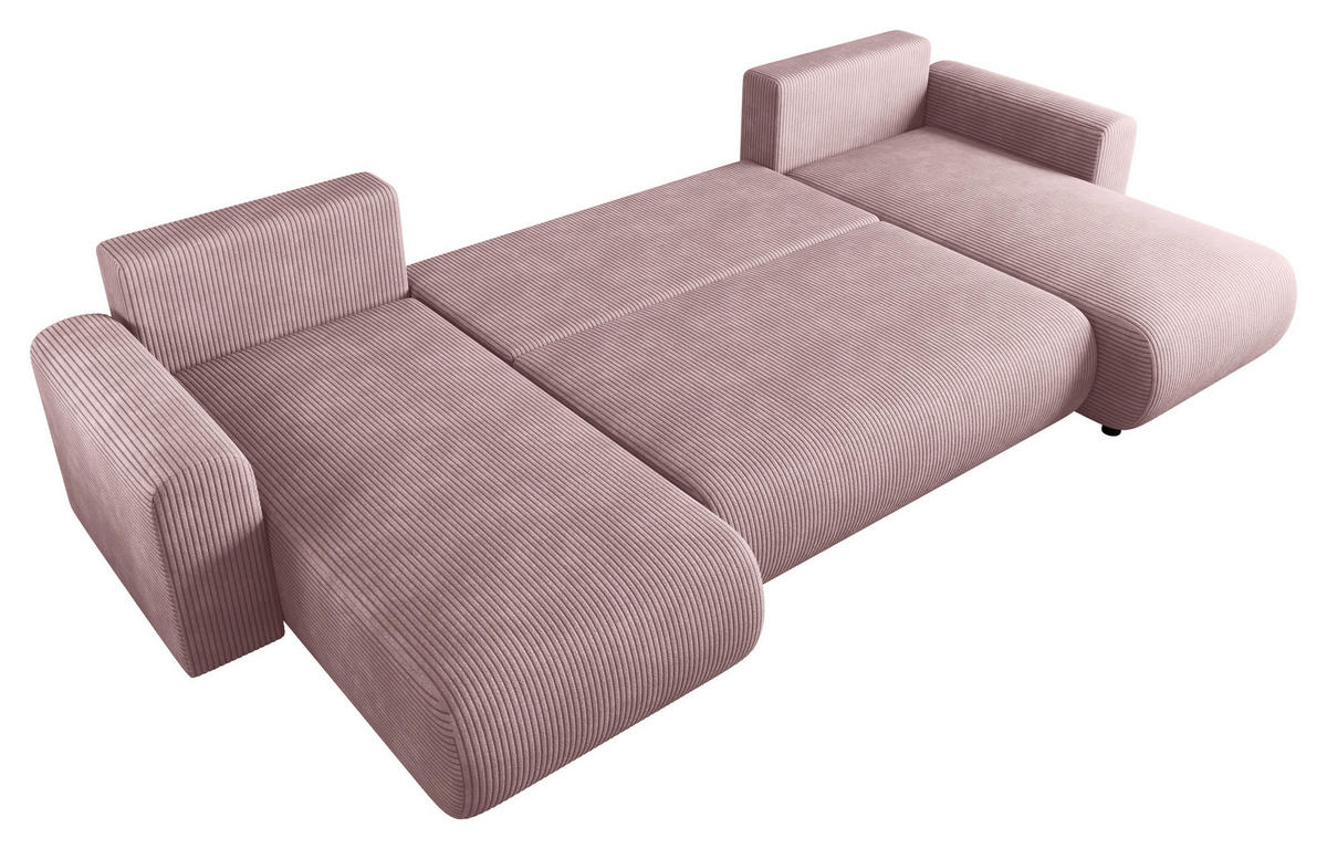 WOHNLANDSCHAFT  in Cord Rosa  - Schwarz/Rosa, KONVENTIONELL, Textil (152/318/152cm) - Xora