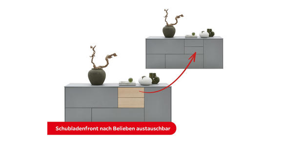 SIDEBOARD  in 184/74/41 cm  - Eichefarben/Schwarz, Design, Holzwerkstoff/Kunststoff (184/74/41cm) - Voleo
