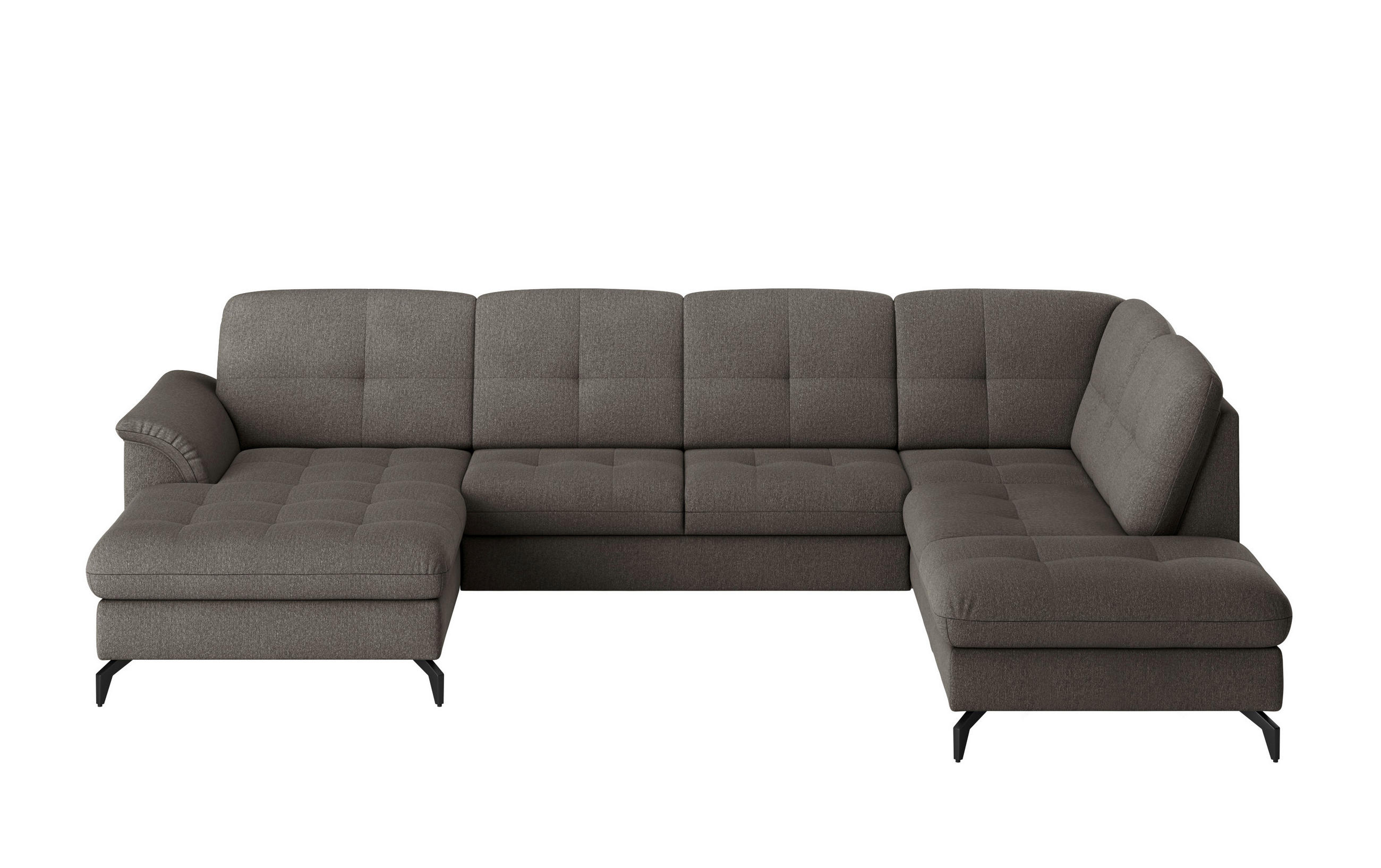 WOHNLANDSCHAFT in Flachgewebe Graphitfarben  - Schwarz/Graphitfarben, Modern, Textil/Metall (164/319/212cm) - Sit & More