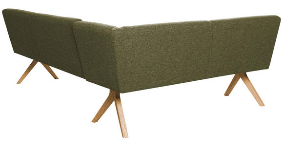 ECKBANK 172/238 cm Webstoff Grün Eiche vollmassiv   - Eichefarben/Grün, KONVENTIONELL, Holz/Textil (172/238cm) - Linea Natura