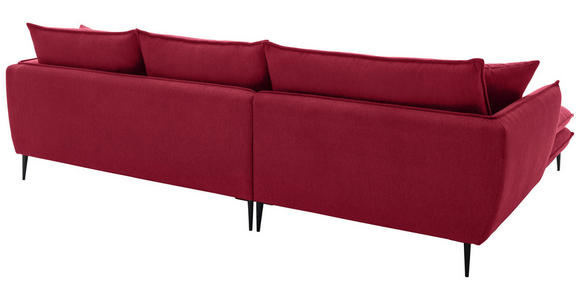 ECKSOFA  in Webstoff Dunkelrot  196/304 cm  - Schwarz/Dunkelrot, KONVENTIONELL, Textil/Metall (196/304cm) - Hom`in