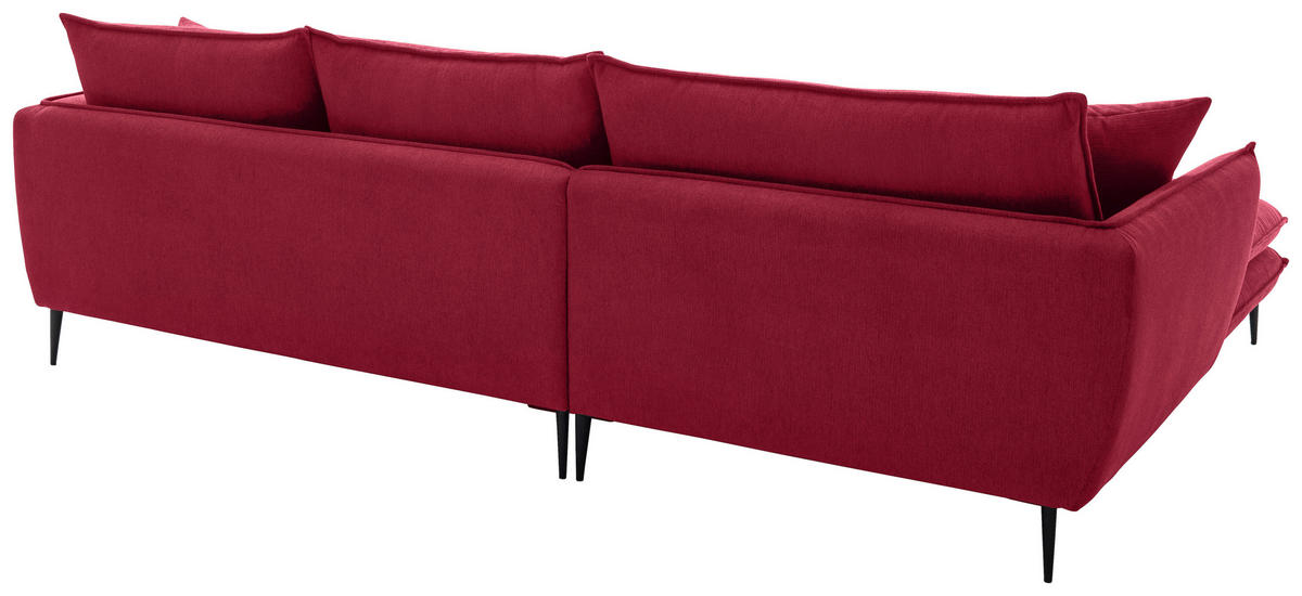 ECKSOFA Dunkelrot Webstoff  - Schwarz/Dunkelrot, KONVENTIONELL, Textil/Metall (196/304cm) - Hom`in