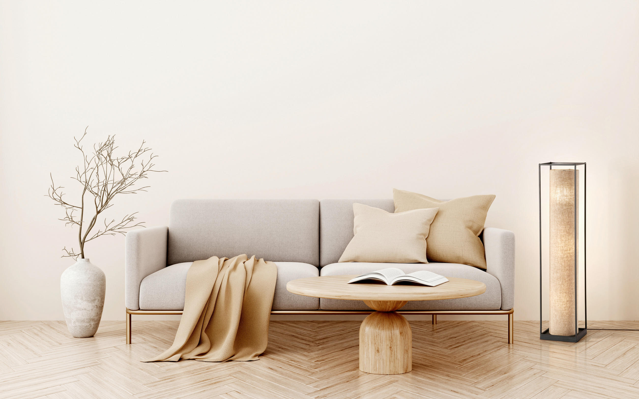 GOLVLAMPA Thor 25/25/114,5 cm    - sandfärgad/svart, Klassisk, metall/textil (25/25/114,5cm) - Fischer & Honsel