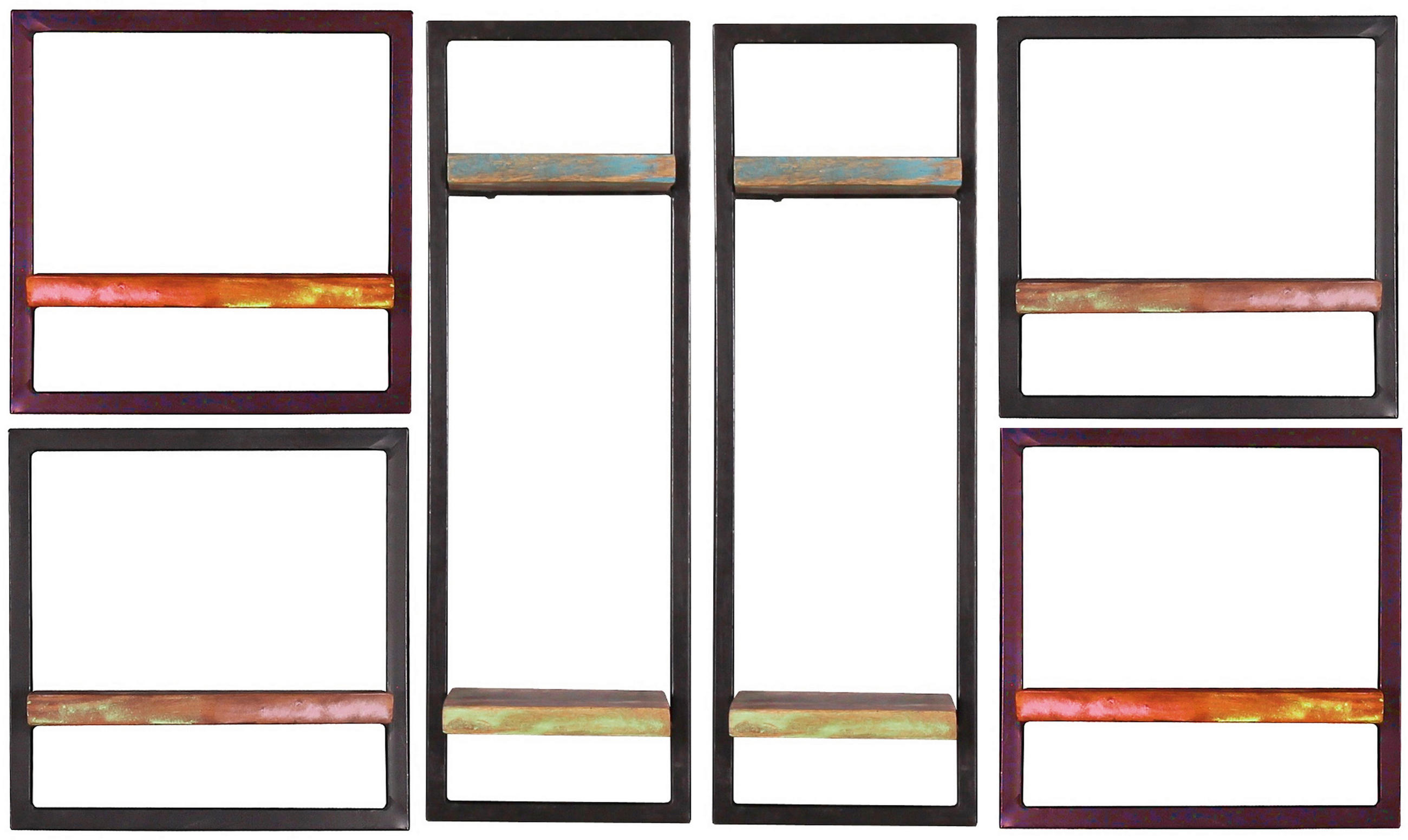 WANDREGALSET 135/75/25 cm  - Multicolor/Schwarz, Design, Holz/Metall (135/75/25cm) - MID.YOU