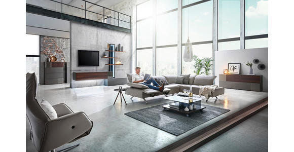 WOHNLANDSCHAFT Silberfarben Echtleder - Dunkelgrau/Anthrazit, Design, Leder/Metall (291/229cm) - Ambiente