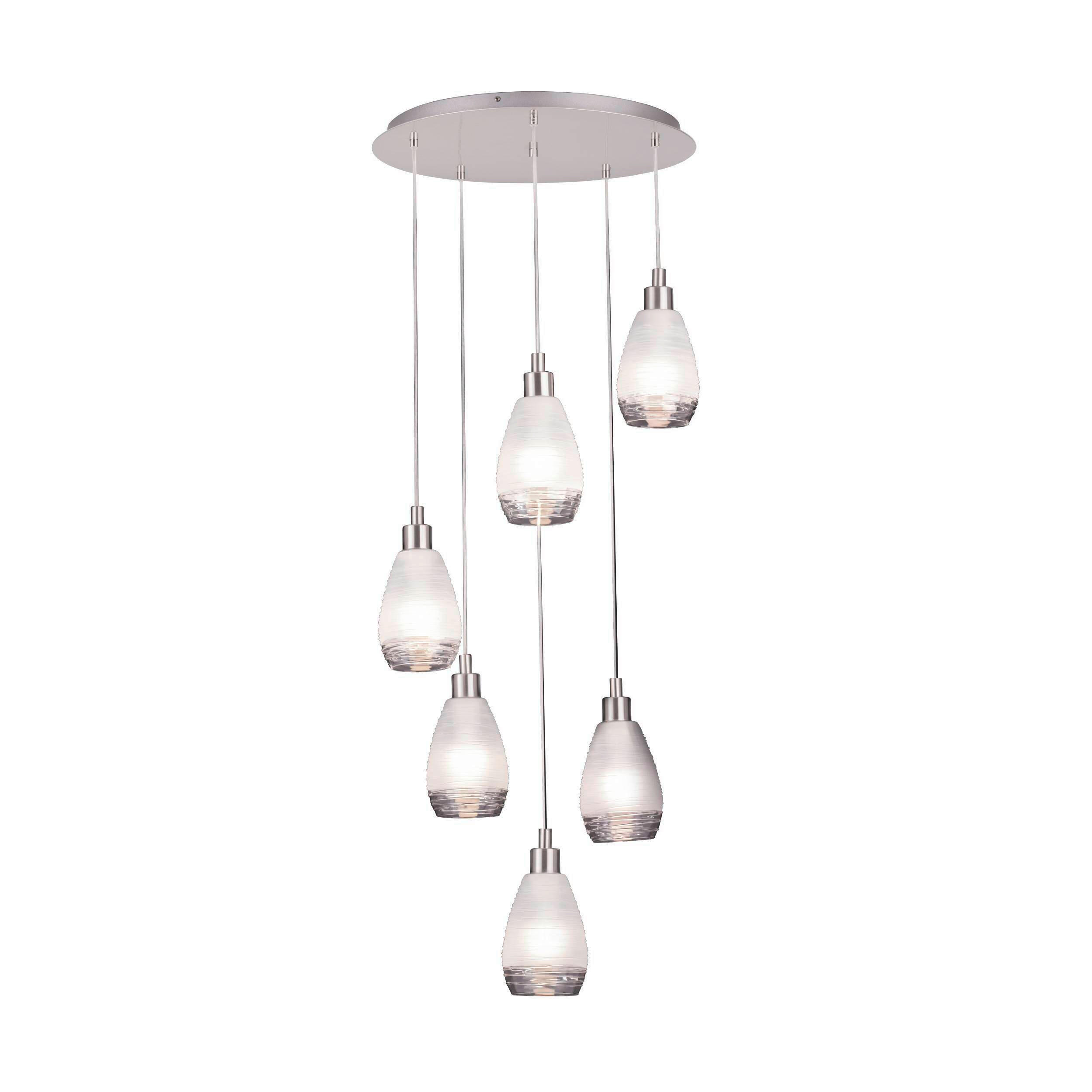 HÄNGELEUCHTE 50/150 cm   - Weiß/Nickelfarben, KONVENTIONELL, Glas/Metall (50/150cm) - Eglo
