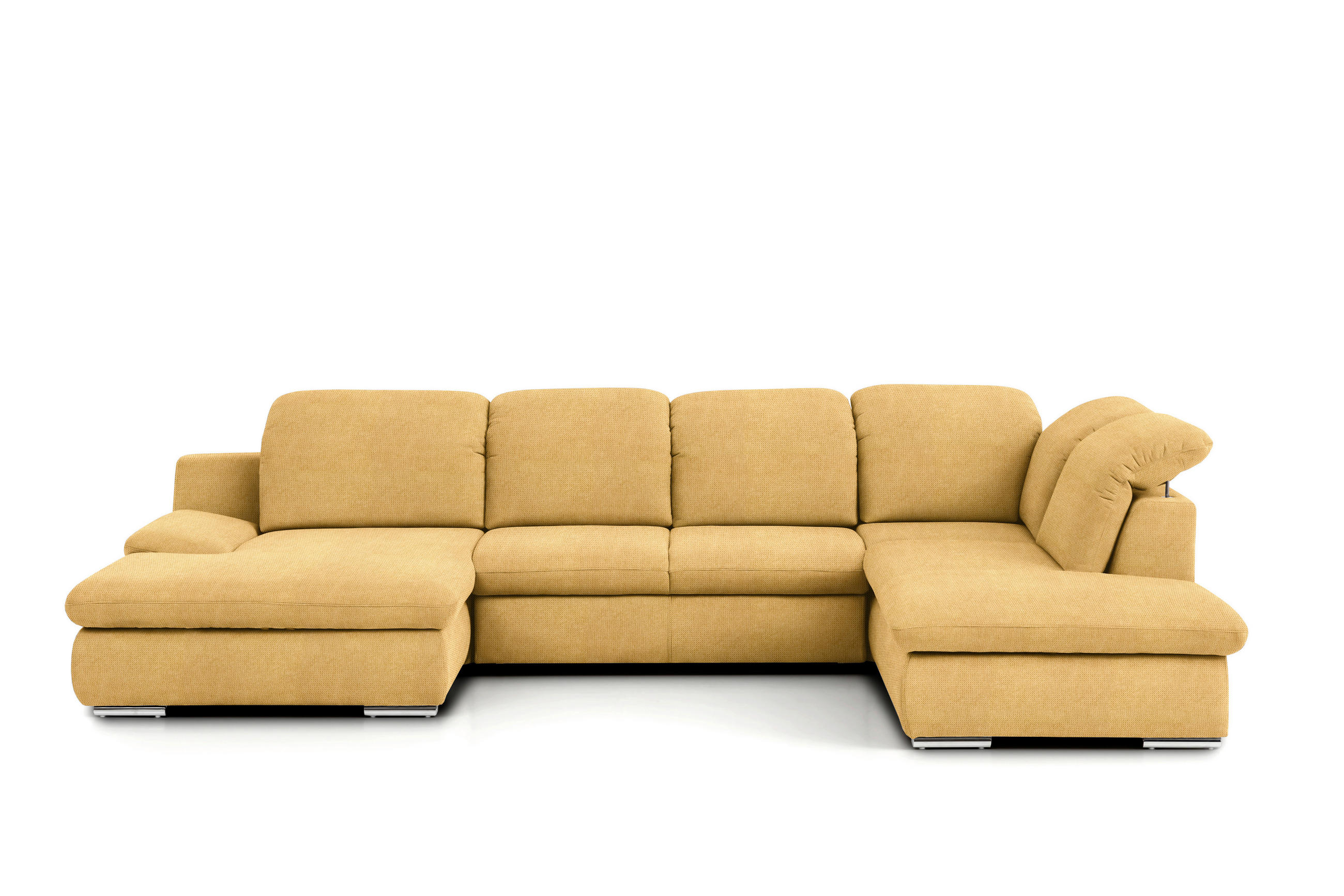 WOHNLANDSCHAFT Gelb Chenille  - Chromfarben/Gelb, Design, Textil/Metall (165/353/212cm) - Livetastic