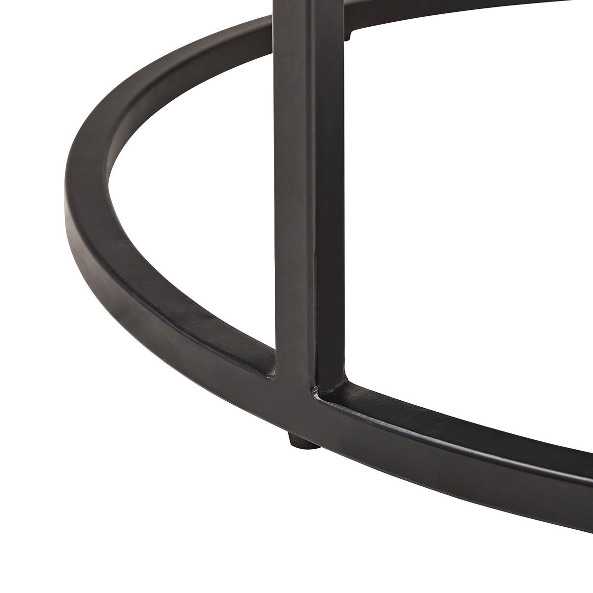 Nassau Couchtisch Mangoholz vollmassiv 70/70/36 cm rund Schwarz  - Schwarz, Design, Holz/Metall (70/70/36cm) - Livetastic