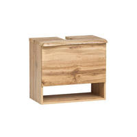 WASCHTISCHUNTERSCHRANK  - Eiche Wotan/Silberfarben, Natur, Holzwerkstoff/Kunststoff (61/55/40cm) - Xora
