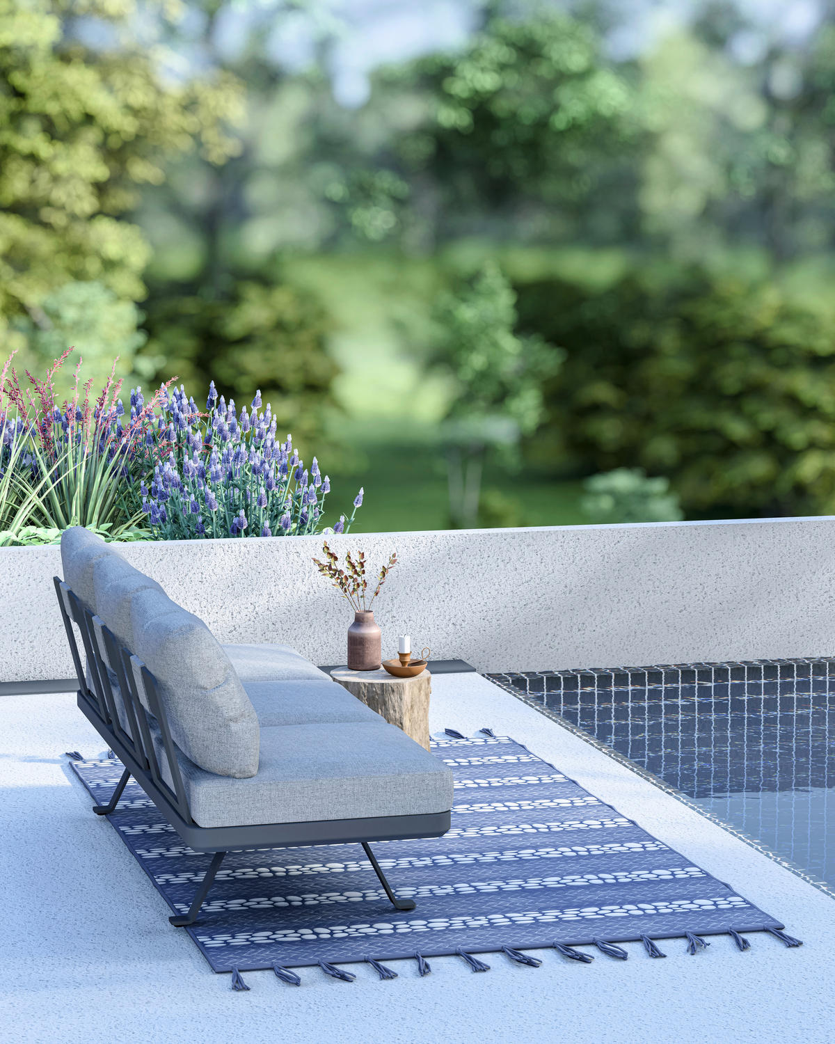 LOUNGESOFA 207/78/70 cm Aluminium, Edelstahl  - Anthrazit/Graphitfarben, Design, Textil/Metall (207/78/70cm) - Zebra 