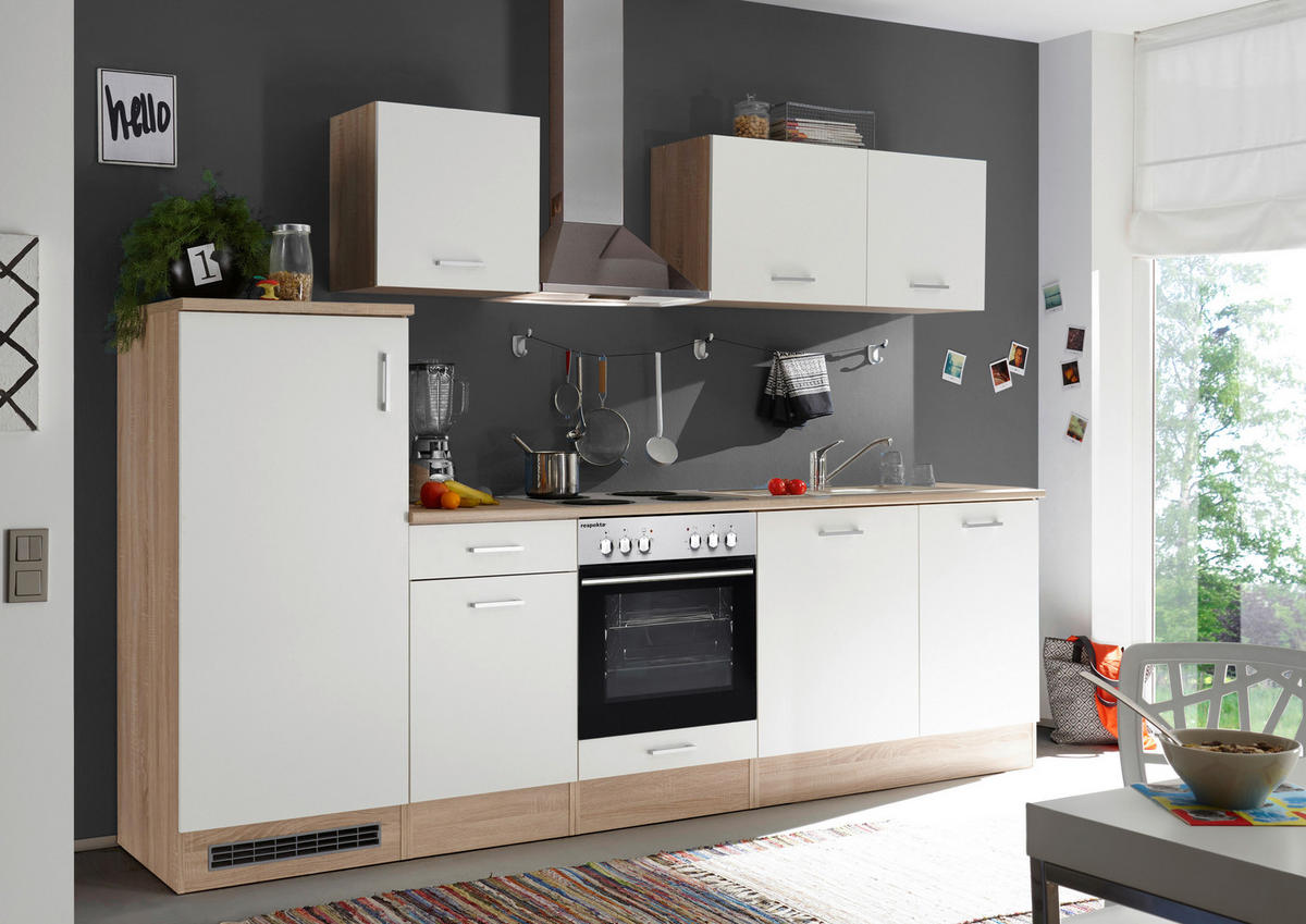KÜCHENBLOCK 280 cm   in Weiß, Eichefarben  - Eichefarben/Weiß, Basics, Holzwerkstoff (280cm) - Respekta