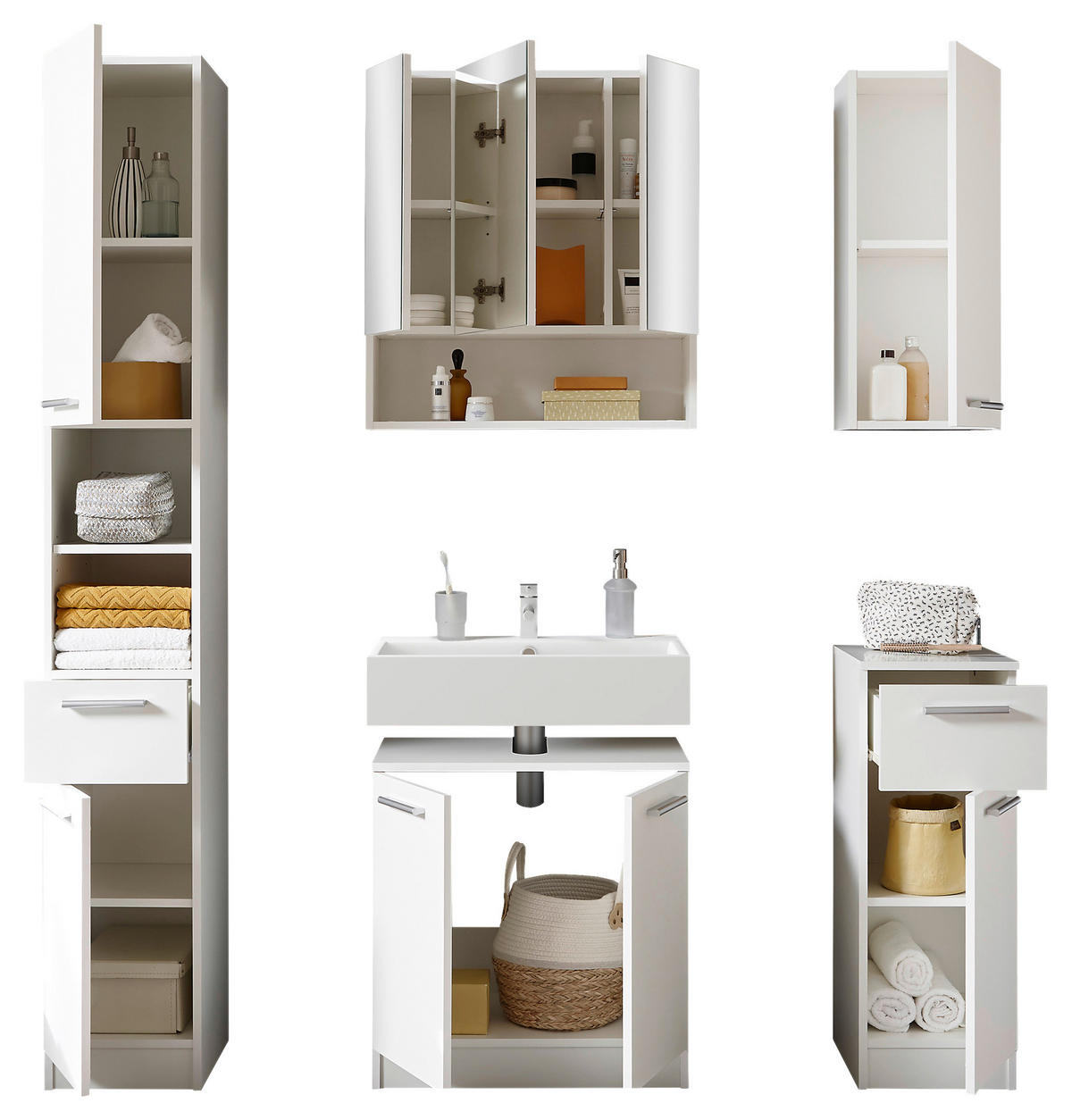 BADEZIMMER  in  - Chromfarben/Schwarz, Basics, Holzwerkstoff/Kunststoff (166/196/33cm) - Xora