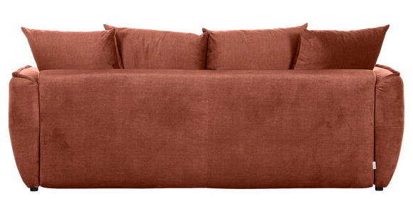 SCHLAFSOFA  mit Liegefunktion, Schlafen auf Sitzhöhe, Rücken echt Flachgewebe Rostfarben  - Rostfarben/Schwarz, KONVENTIONELL, Kunststoff/Textil (250/70/118cm) - Carryhome