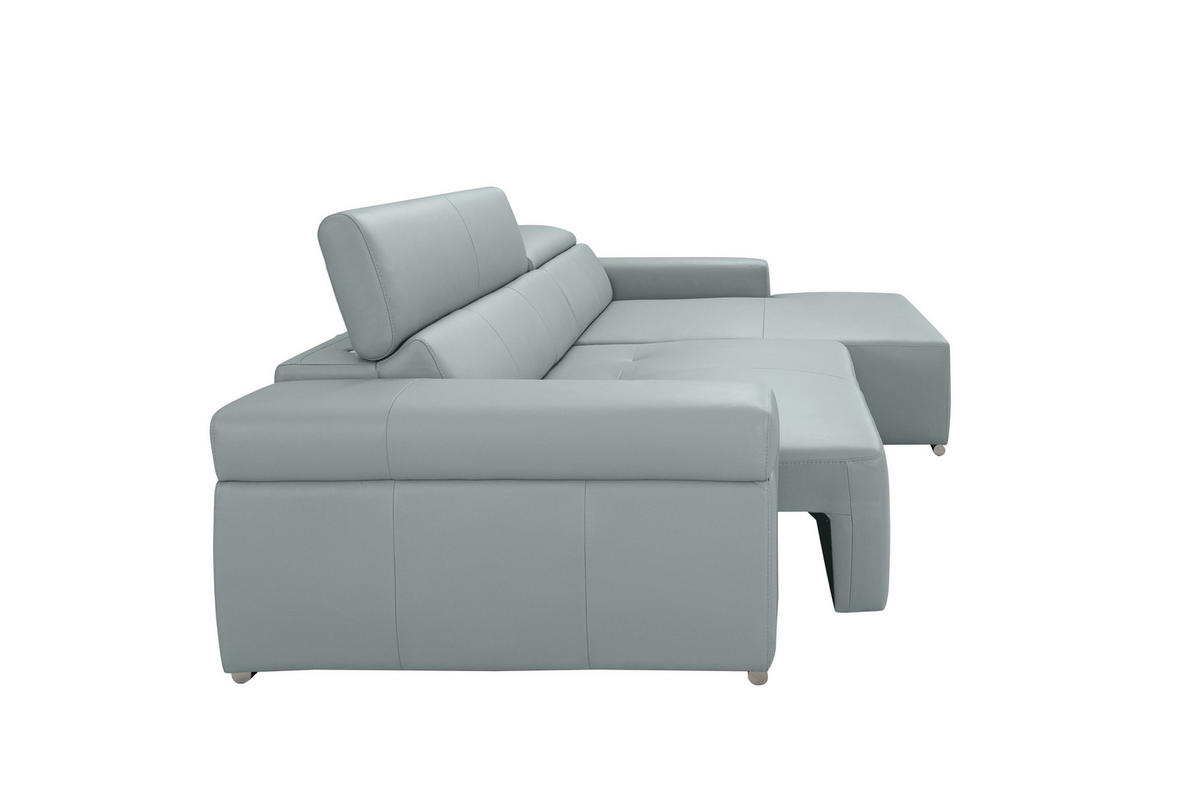 Ecksofa inkl. Funktion DUA Hellgrau Echtleder  - Chromfarben/Hellgrau, Design, Leder/Metall (293/170cm) - Novel