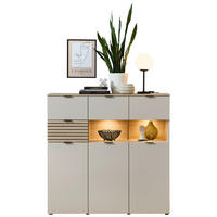 FÉLMAGAS SZEKRÉNY 125/125/45 cm  - kasmírszínű/tölgyfa színű, Modern, faalapú anyag/fém (125/125/45cm) - Hom`in