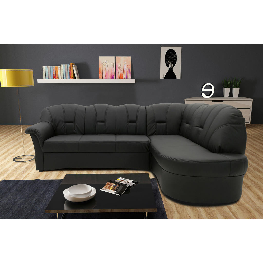 Thumbnail - Mid.you Ecksofa, Schwarz, Textil, Uni, 4-Sitzer, Ottomane rechts, L-Form, 243x180 cm, Made in EU, FSC Mix, Rücken echt, ...