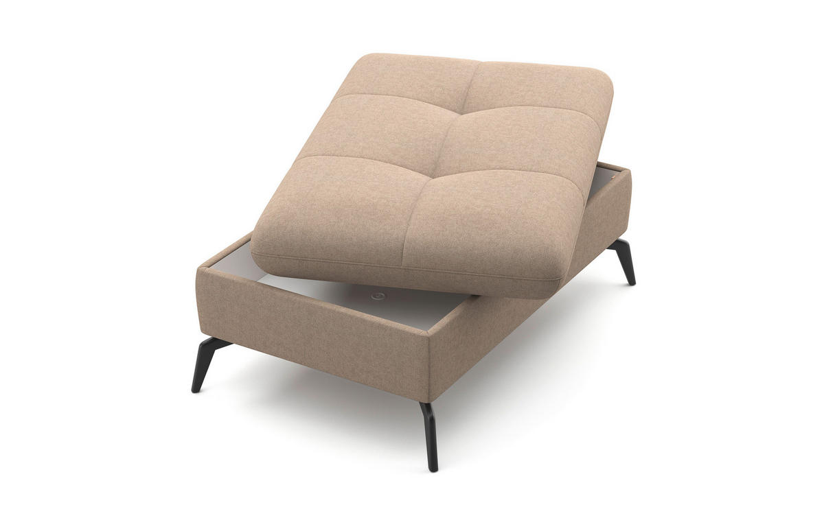 HOCKER in Textil Taupe  - Taupe/Schwarz, KONVENTIONELL, Textil/Metall (102/47/69cm) - Sit & More