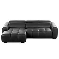 ECKSOFA AVEIRO Anthrazit Echtleder Bettkasten, Kopfteilverstellung, Sitzvorzug  - Anthrazit/Schwarz, Design, Leder/Kunststoff (177/274cm) - Livetastic