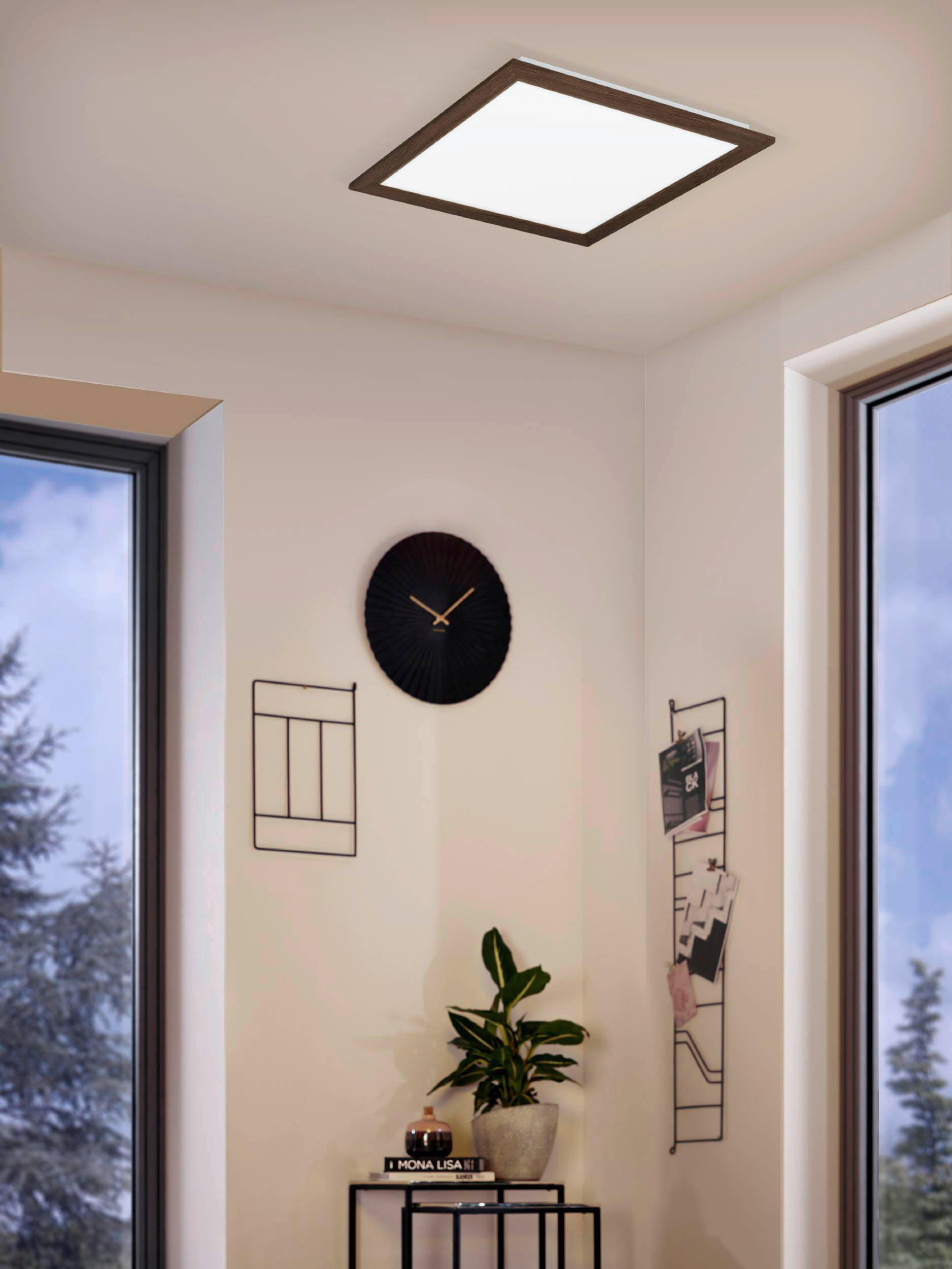 TAKLAMPA Piglionasso 32 W 64,5/64,5/5,5 cm  - vit/nötfärg, Natur, metall/trä (64,5/64,5/5,5cm) - Eglo