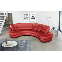 ECKSOFA in Lederlook Echtleder Rot  300/113 cm  - Rot/Schwarz, Design, Leder/Kunststoff (300/113cm) - Livetastic