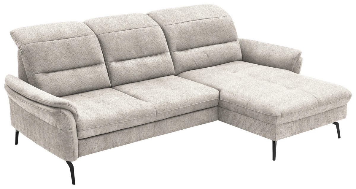 ECKSOFA in Flachgewebe Creme  - Creme/Schwarz, Konventionell, Textil/Metall (260/181cm) - Beldomo Speed