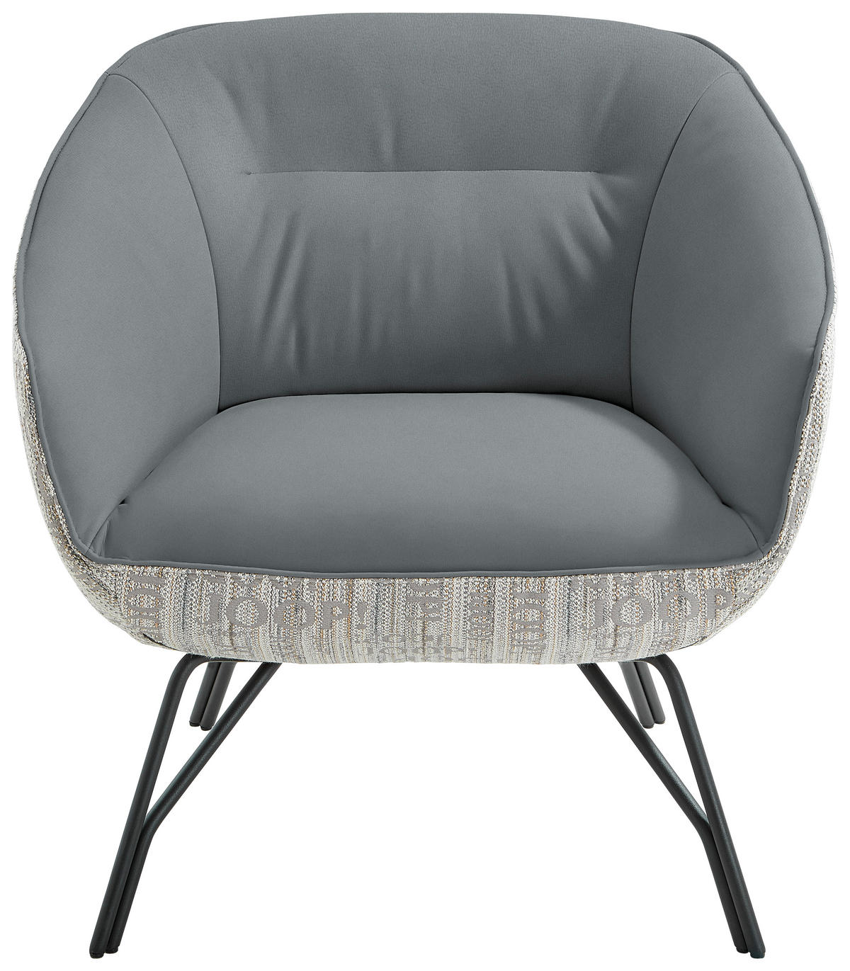 COCKTAILSESSEL in Struktur Echtleder Grau, Hellblau  - Anthrazit/Grau, Design, Leder/Textil (76/80/73cm) - Joop!