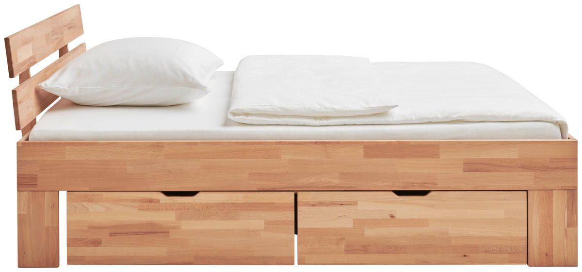 PAT CU SPAȚIU DE DEPOZITARE 180/200 cm  in culoare lemn fag   - culoare lemn fag, Natur, lemn (180/200cm) - Livetastic