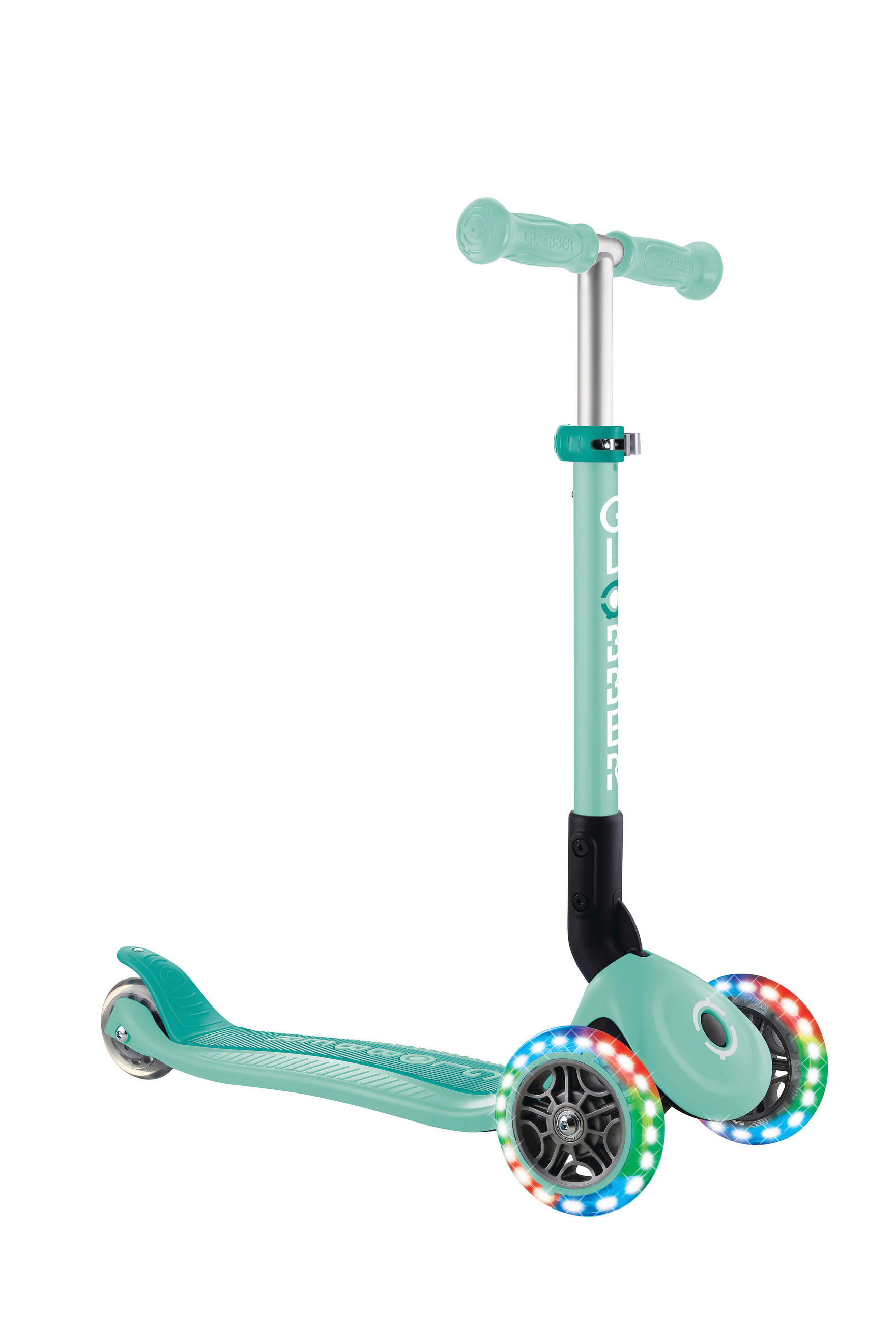 KINDERSCOOTER JUNIOR FOLDABLE LIGHTS  - Mintgrün, Basics, Kunststoff (56/28.6/68cm) - GLOBBER