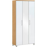 GARDEROBENSCHRANK Santina  in 90/193/37 cm  - Chromfarben/Eiche Bianco, Design, Glas/Holz (90/193/37cm) - Novel