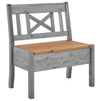 SITZBANK 84/93/58 cm Grau, Laugenfarbig Kiefer massiv  - Laugenfarbig/Grau, ROMANTIK / LANDHAUS, Holz (84/93/58cm) - Boxxx