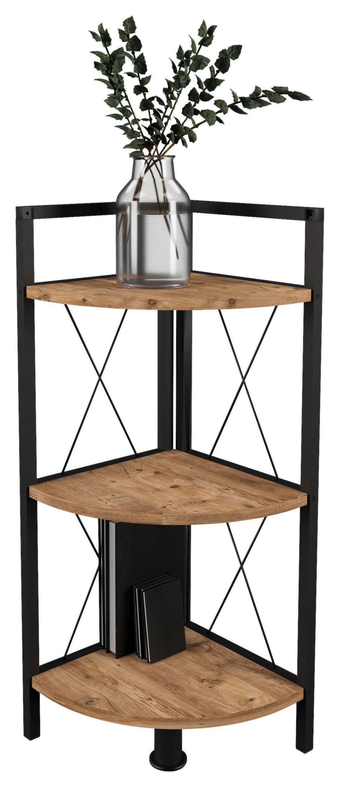 HÖRNHYLLA i 34/87/34 cm svart, honungsek  - honungsek/svart, Design, metall/trämaterial (34/87/34cm) - MID.YOU