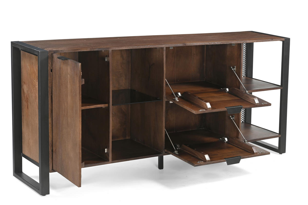 SIDEBOARD  178/80/40 cm 2 Schublade(n)  - Dunkelbraun/Anthrazit, KONVENTIONELL, Glas/Holz (178/80/40cm) - Livetastic