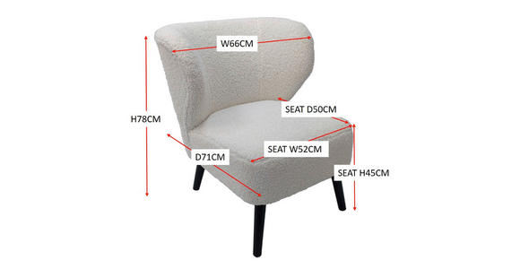 SESSEL in Bouclé Weiß  - Schwarz/Weiß, Design, Holz/Textil (67/79/72cm) - Carryhome