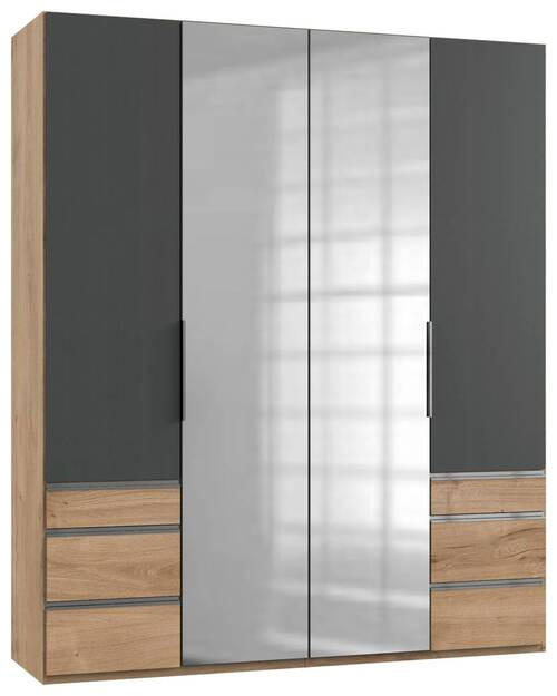 DREHTÜRENSCHRANK in Graphitfarben, Eichefarben  - Chromfarben/Eichefarben, Modern, Holzwerkstoff (200/236/58cm) - MID.YOU