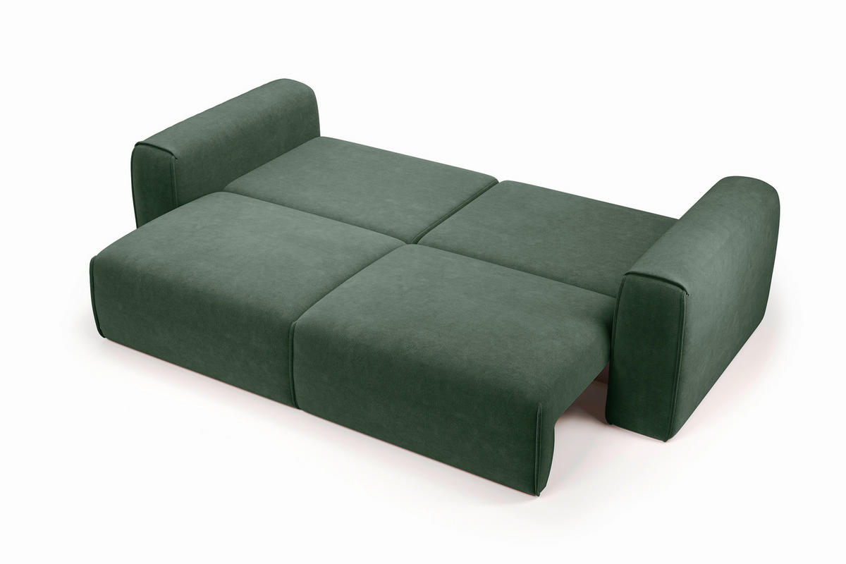 SCHLAFSOFA Tuzzi in Velours Dunkelgrün  - Dunkelgrün/Schwarz, Basics, Kunststoff/Textil (252/94/105cm) - Livetastic