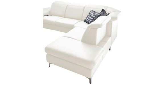 WOHNLANDSCHAFT in Leder Weiß - Alufarben/Weiß, Design, Leder/Metall (242/289cm) - Cantus
