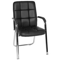 BESUCHERSTUHL  in Lederlook Schwarz  - Chromfarben/Schwarz, MODERN, Kunststoff/Textil (54/93/44cm) - MID.YOU