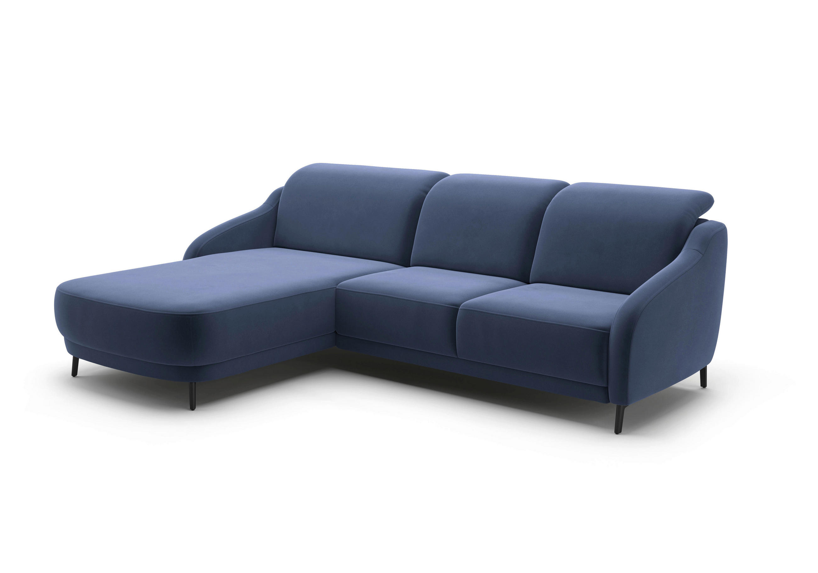 ECKSOFA BLUES V Blau Samt  - Blau/Schwarz, MODERN, Textil/Metall (191/271cm) - Sit & More