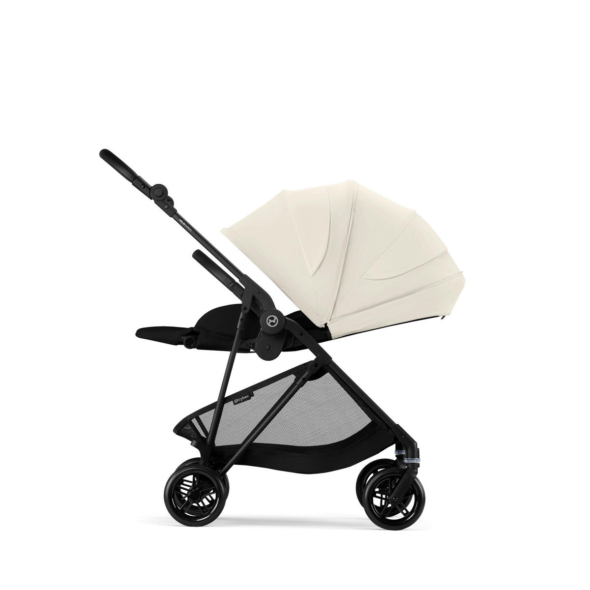 KINDERWAGEN  Melio Carbon  Canvas White  - Schwarz/Weiß, Basics, Textil/Metall (82-91/49/96,5-107cm) - cybex GOLD