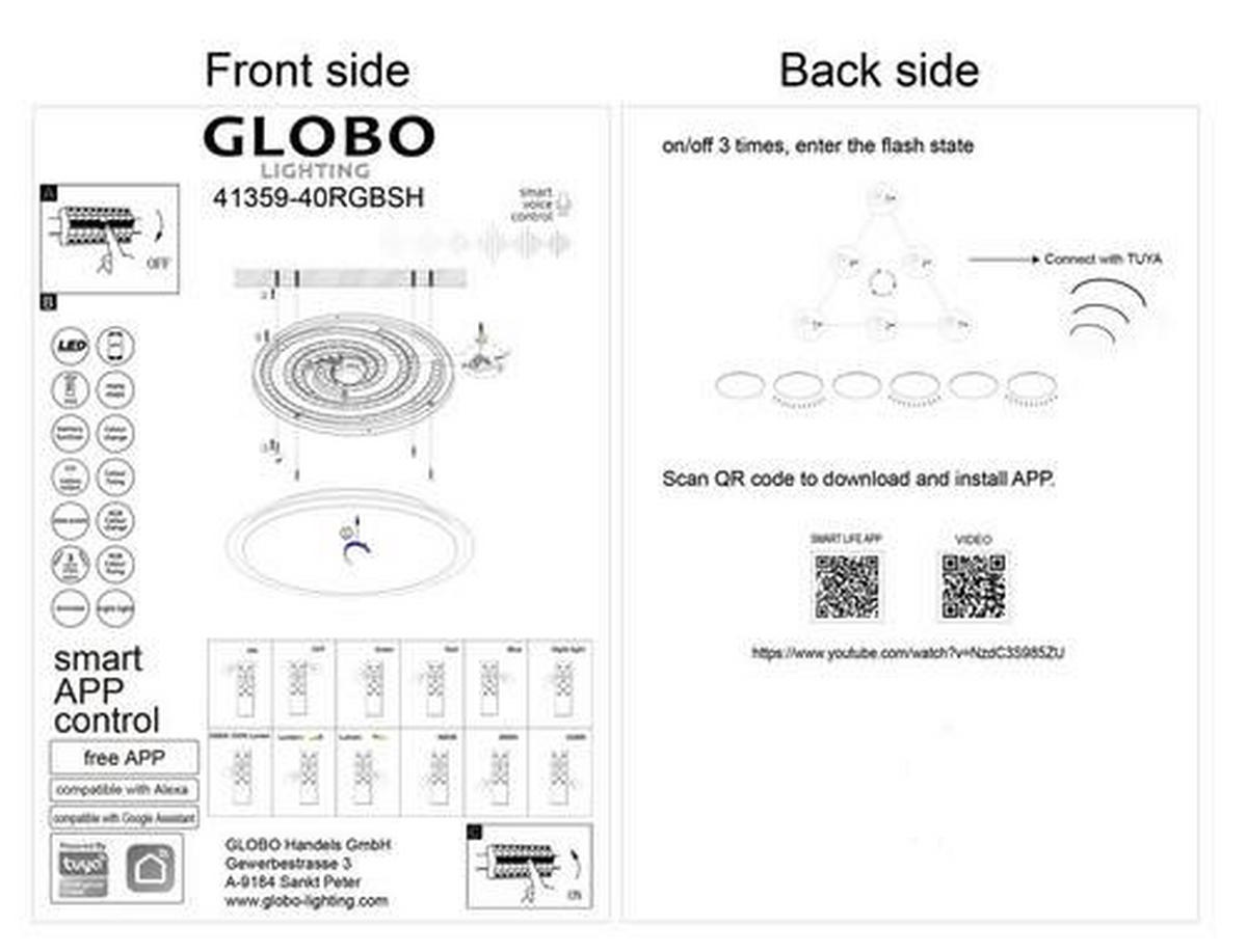 STROPNA LED-SVETILKA  Xaver //3000-6500 K// - Basics, kovina/umetna masa (56/8,5cm) - Globo